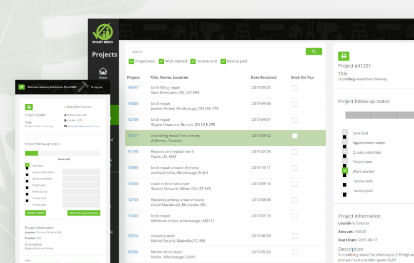 SmartReno, CRM and Client Site screenshot 1